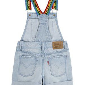 Girls Rainbow Logo Cotton Denim Shortalls